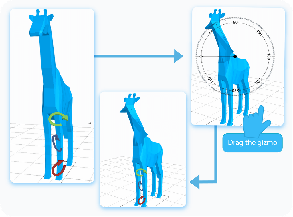 Twist the selected object by dragging specific gizmo